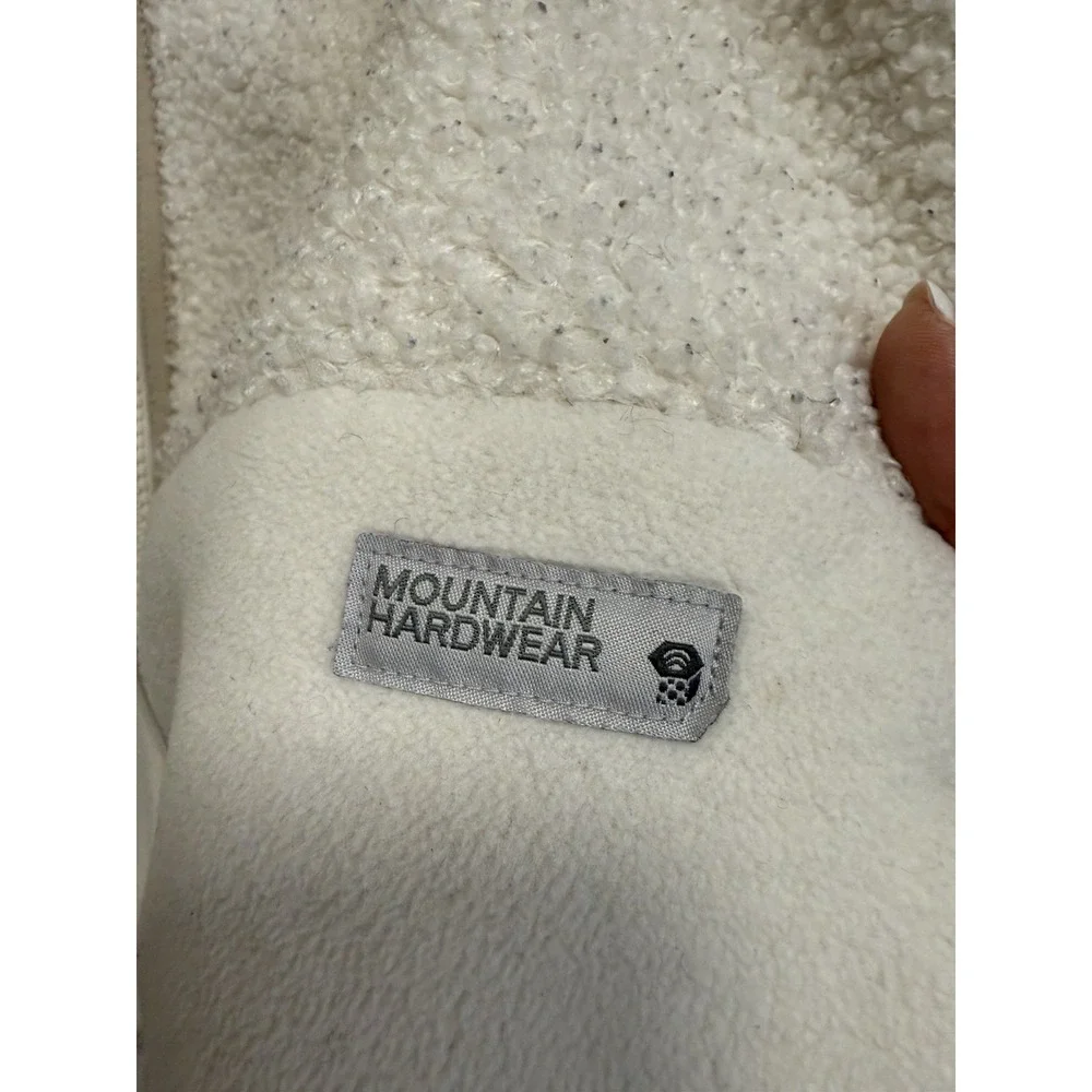 Mountain Hardwear Deep Pile Fleece Hooded Full Zip Jacket Off White Women's M